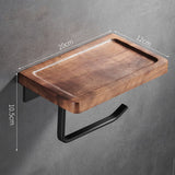 Roll Toilet Paper Holder with Wood Bathroom Black Phone Holder Bathroom Fixture