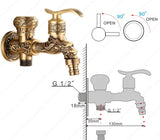 Antique Brass Artistic Bathroom Wall Mount Sink Basin Cold Water Faucet