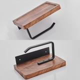 Roll Toilet Paper Holder with Wood Bathroom Black Phone Holder Bathroom Fixture