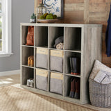 12-Cube Storage Organizer, Rustic Gray Wall Shelf Garage Cabinets