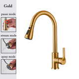 Black Kitchen Tap Pull Out Kitchen Sink Mixer Tap Brushed Nickle Stream Sprayer Head