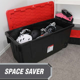 storage box organizer 50 Gallon Snap Lid Wheeled Plastic Storage Tote, Set of 2