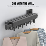 Folding Clothes Hanger Wall Mount Space Saving Aluminum Retractable