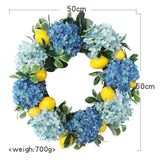 Summer Lemon Wreath Hydrangea Wreath for Front Door Fruit Wreath