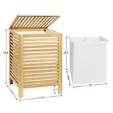 Bamboo Laundry Hamper with Lid,2-Section 120L Laundry Basket with Removable Liner
