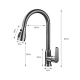 Kitchen pull-out hot and cold faucet full copper washbasin sink splash-proof rotating