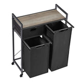 35.8-Inches Rolling Laundry Storage Basket with 2 Laundry Bags, 1 Storage Rack, and Drawer