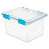 32 Qt Gasket Box Clear Base Lid Blue Aquarium Set of 4 Plastic Storage Box