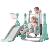 toddler Slide and Swing Set 3 in 1, Kids Playground Climber Swing Playset with Basketball Hoops