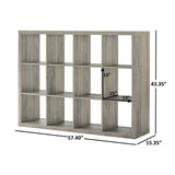 12-Cube Storage Organizer, Rustic Gray Wall Shelf Garage Cabinets