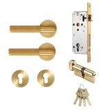 Doo room Brass Door Lever Set Knurled Privacy Passage Dummy Thumb turn Lock