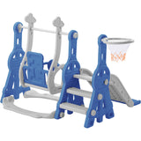 toddler Slide and Swing Set 3 in 1, Kids Playground Climber Swing Playset with Basketball Hoops