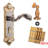 Golden Interior Door Handle Lock Security Anti-Theft Modern Bedroom Wooden Door