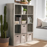 12-Cube Storage Organizer, Rustic Gray Wall Shelf Garage Cabinets