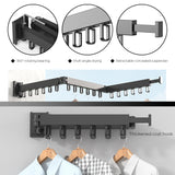 Folding Clothes Hanger Wall Mount Space Saving Aluminum Retractable