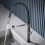 High-end luxury gun gray brass kitchen faucet diamond pattern surface design single