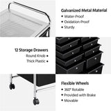 12 Drawer Rolling Storage Cart Organizer with Lockable Wheels