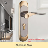 Golden Interior Door Handle Lock Security Anti-Theft Modern Bedroom Wooden Door