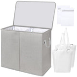 Laundry Hamper with Lid and Removable Laundry Bags, Large Collapsible 2 Dividers