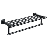 20-Inch Black Towel Rail Wall Mounted 304 Stainless Steel Towel Rack Shelves