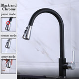 Black Kitchen Tap Pull Out Kitchen Sink Mixer Tap Brushed Nickle Stream Sprayer Head