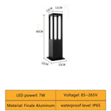 Waterproof LED Long Lawn Lamp 7W 85~265V Finale Aluminum Square Street Light