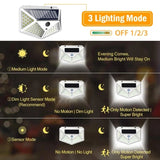 Solar Light Outdoor 100 LED Wall Lamp PIR Motion Sensor Lamp Waterproof