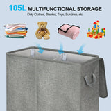 Laundry Hamper with Lid and Removable Laundry Bags, Large Collapsible 2 Dividers