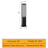 Waterproof LED Long Lawn Lamp 7W 85~265V Finale Aluminum Square Street Light