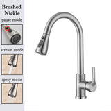 Black Kitchen Tap Pull Out Kitchen Sink Mixer Tap Brushed Nickle Stream Sprayer Head