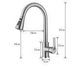 Black Kitchen Tap Pull Out Kitchen Sink Mixer Tap Brushed Nickle Stream Sprayer Head