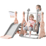 toddler Slide and Swing Set 3 in 1, Kids Playground Climber Swing Playset with Basketball Hoops