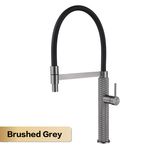High-end luxury gun gray brass kitchen faucet diamond pattern surface design single