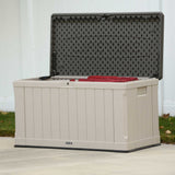 Heavy-Duty 116 Gallon Plastic Deck Box, Desert Sand Storage Organizer