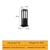 Waterproof LED Long Lawn Lamp 7W 85~265V Finale Aluminum Square Street Light