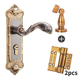 Golden Interior Door Handle Lock Security Anti-Theft Modern Bedroom Wooden Door