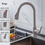 Black Kitchen Tap Pull Out Kitchen Sink Mixer Tap Brushed Nickle Stream Sprayer Head