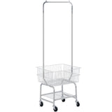 3 Tier Rolling Chrome Metal Laundry Cart with Hanging Bar