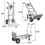 3-in-1 Assist Series Aluminum Hand Truck/Assisted Hand Truck/Cart w/ flat free wheels