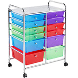 12 Drawer Rolling Storage Cart Organizer with Lockable Wheels