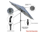 9ft Outdoor Aluminum Patio Umbrella, with Push Button Tilt and Crank for Shade