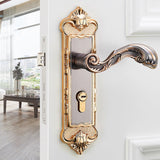 Golden Interior Door Handle Lock Security Anti-Theft Modern Bedroom Wooden Door