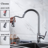 Black Kitchen Tap Pull Out Kitchen Sink Mixer Tap Brushed Nickle Stream Sprayer Head