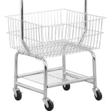 3 Tier Rolling Chrome Metal Laundry Cart with Hanging Bar