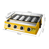 4 Burners Small Size LPG/LNG Barbecue Stove Stainless Steel Griddle Flat Top