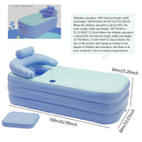 Foldable Inflatable Bathtub Travel Blue Bathtub for Adults Large Tub