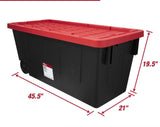 storage box organizer 50 Gallon Snap Lid Wheeled Plastic Storage Tote, Set of 2