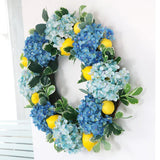 Summer Lemon Wreath Hydrangea Wreath for Front Door Fruit Wreath