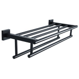 20-Inch Black Towel Rail Wall Mounted 304 Stainless Steel Towel Rack Shelves