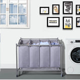 Classics Rolling Laundry Hamper, Heavy-Duty 4-Bag Laundry Sorter Cart, Laundry